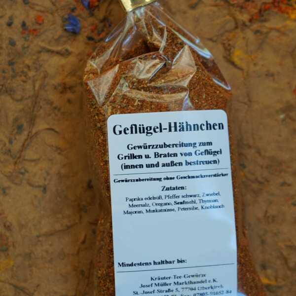 Geflügel-Gewürzzubereitung mit rötlichen und grünen Bestandteilen