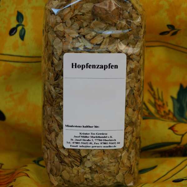 Getrocknete Hopfenzapfen in gelblich-grüner Farbe