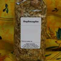 Getrocknete Hopfenzapfen in gelblich-grüner Farbe